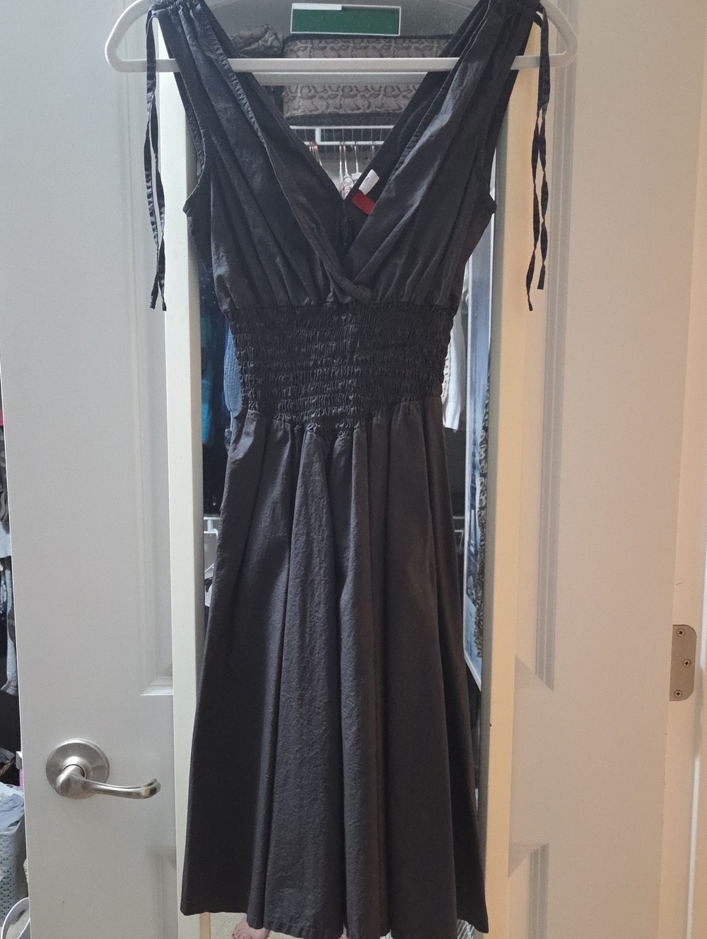 H&M Cotton V-Neck Summer Dress in Charcoal